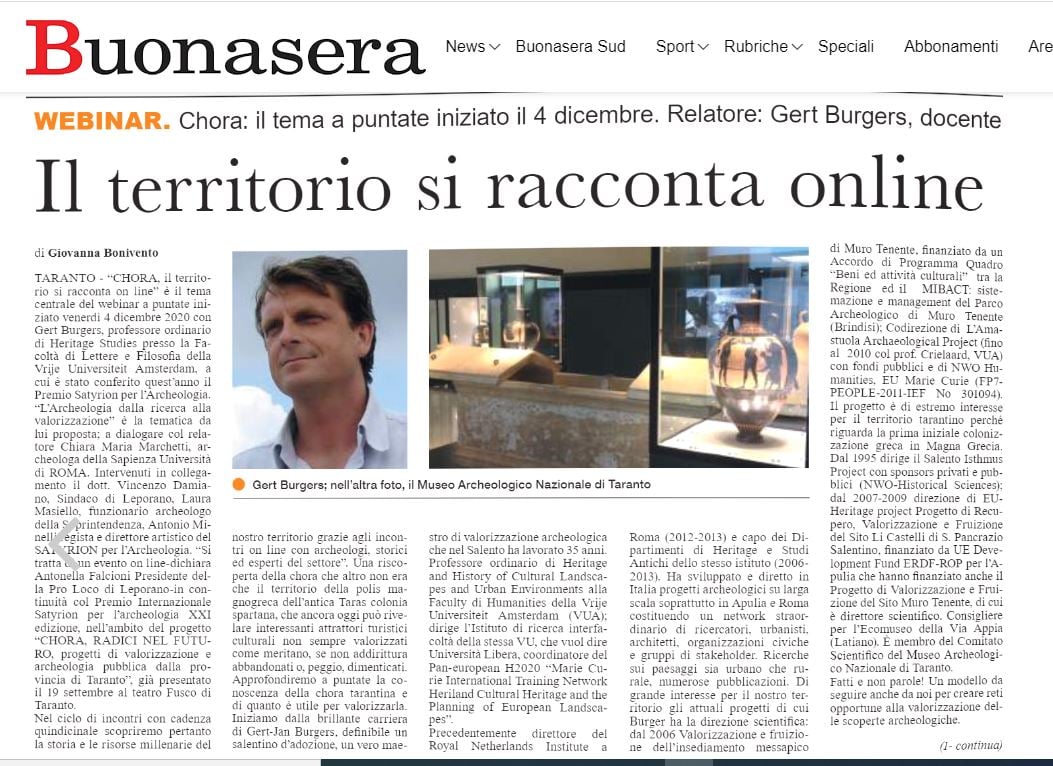 CHORA,il territorio si racconta on line… I Webinar